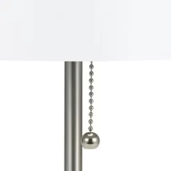 19" Metal Stick Table Lamp With Pull Chain Silver - Cresswell Lighting