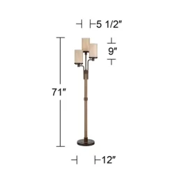 Franklin Iron Works Astoria Rustic Farmhouse Floor Lamp 71" Tall Bronze Faux Wood 3 Light Tree Tea Alabaster Glass For Living Room Bedroom Office Home -Online Home Decoration GUEST aae30167 131d 4e9e 8afe cc85f4fd18a8
