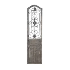 17" X 19" Wood Scroll Distressed Door Inspired Ornamental Wall Decor With Metal Wire Details Brown - Olivia & May -Online Home Decoration GUEST ad0d3166 1960 4608 89e5 4ceb0f57087c