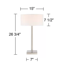 360 Lighting Andre 26 3/4" Tall Mid Century Modern Table Lamps Set Of 2 USB Port AC Power Outlet Silver Finish Metal White Shade Living Room Charging -Online Home Decoration GUEST aecb2008 6584 4164 ae28 bc2c92085d85
