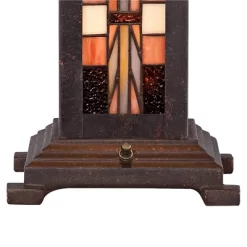 Robert Louis Tiffany Alfred Mission Table Lamp 26" High Bronze With Nightlight Stained Art Glass Shade For Bedroom Living Room Bedside Nightstand Home -Online Home Decoration GUEST b08b87e6 3b67 4533 8d96 2117f91e007b