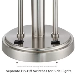 Possini Euro Design Wagner Modern Table Lamp 29 3/4" Tall Brushed Nickel With USB Charging Port And LED Gooseneck Lights White Shade For Living Room -Online Home Decoration GUEST b0c86ab6 cad2 4dff 9a04 ec5f2827a6cb