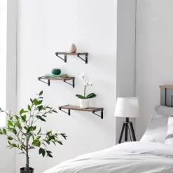 3pc Capri Wall Shelf Set With Brackets Black/Rustic - Danya B. -Online Home Decoration GUEST b2ed3b0c 9995 4de6 bb28 8e69575dcf2a