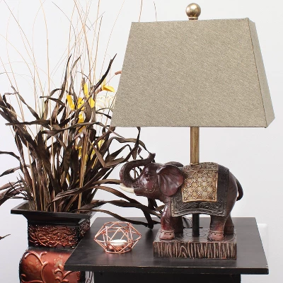 Elephant Table Lamp With Fabric Shade Brown - Lalia Home 6 Elephant Table Lamp With Fabric Shade Brown - Lalia Home - Image 4