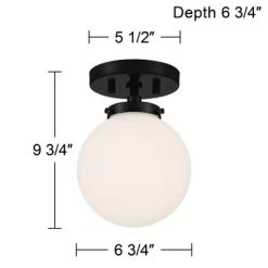 Possini Euro Design Jilly Modern Ceiling Light Semi Flush Mount Fixture 6 3/4" Wide Black White Glass Globe Shade For Bedroom Kitchen Living Room Home -Online Home Decoration GUEST b515e171 04e7 471f 9c15 8a07c3f16d72