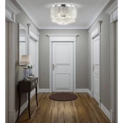 14.7" Crystal Drops/Metal Evelyn Flush Mount (Includes Energy Efficient Light Bulb) Chrome - JONATHAN Y -Online Home Decoration GUEST b55b40d3 a79f 418b 85db b6f9032c54bf