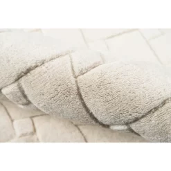 Ivory Basketweave 100% Wool Rug - Momeni