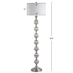60.5" Glass/Metal Oslo Floor Lamp (Includes LED Light Bulb) Silver - JONATHAN Y -Online Home Decoration GUEST b70be6b7 3d56 4d0c b40c 52a6ce8c2181