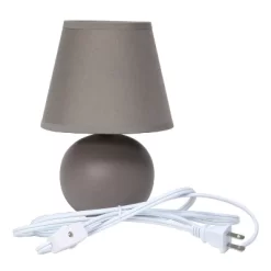 8.66" Petite Ceramic Orb Base Bedside Table Desk Lamp With Matching Tapered Drum Fabric Shade Gray - Creekwood Home -Online Home Decoration GUEST b8964816 2a0c 4ae1 921e 36aa713092c5