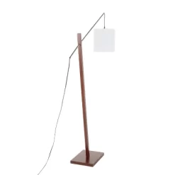 Arturo Contemporary Floor Lamp With Walnut Wood And Fabric Shade White (Includes LED Light Bulb) - LumiSource -Online Home Decoration GUEST b8f77b09 675f 4e75 aa11 1dfa62af4ab0