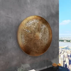 Metal Plate Wall Decor With Moroccan Pattern Gold - Olivia & May -Online Home Decoration GUEST ba948228 9c85 42ec ae26 9060da941e22