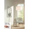 360 Lighting Modern Arc Floor Lamp With USB Charging Port 72" Tall Brushed Nickel White Drum Shade For Living Room Reading House