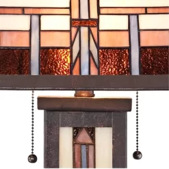Robert Louis Tiffany Alfred Mission Table Lamp 26" High Bronze With Nightlight Stained Art Glass Shade For Bedroom Living Room Bedside Nightstand Home -Online Home Decoration GUEST bed6e99c 6d3a 4743 aad3 b9c5a081b43c