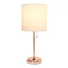 19.5" Bedside Power Outlet Base Metal Table Desk Lamp Rose Gold With White Fabric Shade - Creekwood Home -Online Home Decoration GUEST bf47e6e8 0c8e 466a 8be8 3738ad419797