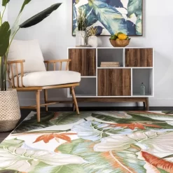 NuLOOM Nevaya Machine Washable Floral Leaves Area Rug -Online Home Decoration GUEST c0223ab9 fe97 48ce a4af e11adeeef89c