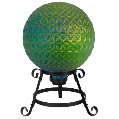 Northlight 10" Blue Iridescent Textured Glass Outdoor Patio Garden Gazing Ball 4 Northlight 10" Blue Iridescent Textured Glass Outdoor Patio Garden Gazing Ball - Image 2