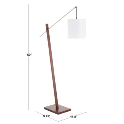 Arturo Contemporary Floor Lamp With Walnut Wood And Fabric Shade White (Includes LED Light Bulb) - LumiSource -Online Home Decoration GUEST c0f00e1e 5f5b 4653 b8a3 2e381c720b9e