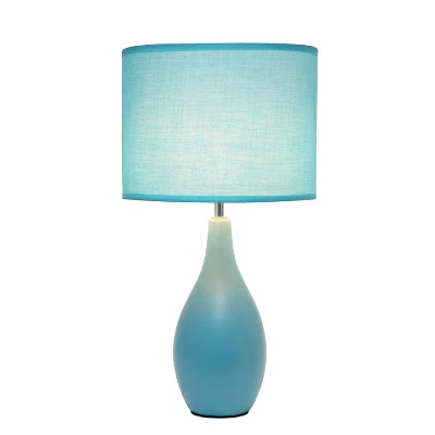 18.11" Traditional Standard Ceramic Dewdrop Table Desk Lamp With Matching Fabric Shade Blue - Creekwood Home 3 18.11" Traditional Standard Ceramic Dewdrop Table Desk Lamp With Matching Fabric Shade Blue - Creekwood Home