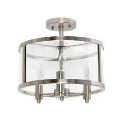 3-Light 13" Industrial Farmhouse Glass/Metallic Accented Semi-flushmount Ceiling Light - Lalia Home -Online Home Decoration GUEST c371b874 fc3a 4d28 94de 490f0498210a