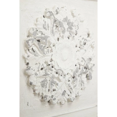 Vintage Fiberglass Floral Wall Decor Set Of 4 White - Olivia & May 10 Vintage Fiberglass Floral Wall Decor Set Of 4 White - Olivia & May - Image 8