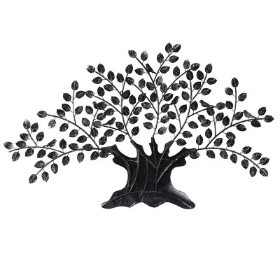 Traditional Metal Tree Indoor Outdoor Wall Decor With Leaves Brown - Olivia & May 6 Traditional Metal Tree Indoor Outdoor Wall Decor With Leaves Brown - Olivia & May - Image 4