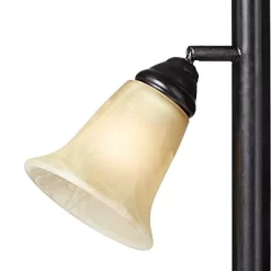 Kathy Ireland Sonnett Vintage Rustic Torchiere Floor Lamp With Side Lights 72" Tall Bronze Champagne Alabaster Glass Shade For Living Room Reading -Online Home Decoration GUEST c70ed14d 8172 42e8 8f34 88d66095f37a