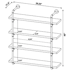 39" Elmcrest 4 Shelf Wall Bookcase With Black Frame - Coaster -Online Home Decoration GUEST c743b716 4b52 4f37 bc2b d0790a72ac95