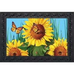 Briarwood Lane Sunflower Field Summer Doormat Butterflies Floral 30" X 18" Indoor Outdoor