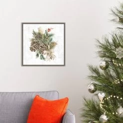 16" X 16" Holiday Spirit Pinecone Wreath By PI Studio Framed Canvas Wall Art - Amanti Art -Online Home Decoration GUEST ca313bd6 cb81 4fb3 9ac6 74b0da62c43f