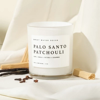 Sweet Water Decor Palo Santo Patchouli 11oz White Jar Soy Candle 5 Sweet Water Decor Palo Santo Patchouli 11oz White Jar Soy Candle - Image 3