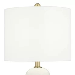 360 Lighting Modern Coastal Table Lamp 26" High White Ceramic Fabric Drum Shade For Bedroom Living Room Bedside Nightstand Office House Home Family -Online Home Decoration GUEST cada622a 9f17 487e 8012 bd1d3a9f8e7c