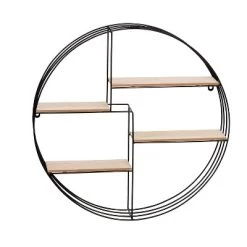 Honey-Can-Do Round Metal And MDF Wall Shelf Black -Online Home Decoration GUEST ccbf431a 6438 4dc9 8248 466b37a65260