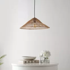 20.25" 1-Light Nova Farmhouse Coastal Rattan LED Pendant Brown - JONATHAN Y -Online Home Decoration GUEST cd46b106 41c0 42f6 8c22 8e3ad38e6269