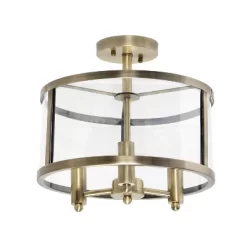 3-Light 13" Industrial Farmhouse Glass/Metallic Accented Semi-flushmount Ceiling Light - Lalia Home -Online Home Decoration GUEST cf20f6d3 74d4 4d1a 8cd6 1bc612de67b3
