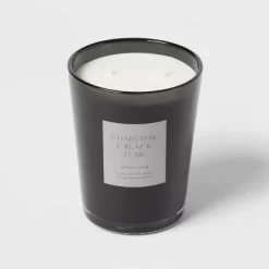 Colored Vase Glass With Dustcover & Black Teak Candle Black - Threshold™ -Online Home Decoration GUEST cf6f4780 63d6 4d26 8370 d23011a8995c