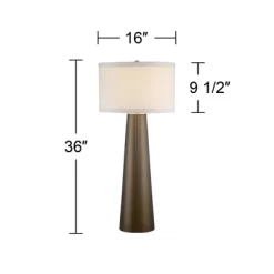Possini Euro Design Karen Modern Table Lamp 36" Tall Dark Gold Glass With Table Top Dimmer Off White Fabric Drum Shade For Bedroom Living Room Bedside -Online Home Decoration GUEST cfef7d8d 90e2 4c2c b118 e2d6aa9110ee