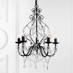 17" LED Crystal Maura Chandelier Black - Jonathan Y -Online Home Decoration GUEST d15cfb44 4635 4dcb 8655 b5a51d02f77a
