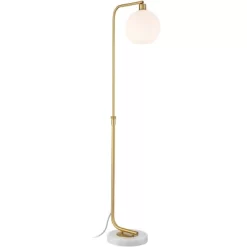 Possini Euro Design Casaba Mid Century Modern Chairside Arc Floor Lamp 64" Tall Warm Gold Adjustable Frosted Glass Shade For Living Room Reading House -Online Home Decoration GUEST d2ae37d0 6482 4ff4 8c89 b761d2d10044