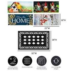 Evergreen Indoor Outdoor Doormat Bundle Set Of 5 - Frame And 4 Welcome Seasonal Inserts Garden Gnomes Birdhouse Snowman Bless This Home -Online Home Decoration GUEST d3007973 6a8e 4c5d 9053 f8d7dc941943