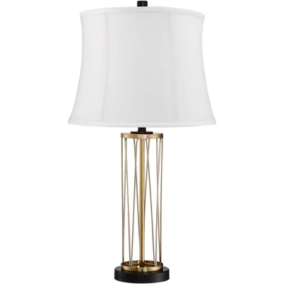 360 Lighting Nathan Modern Table Lamps 25 1/2" High Set Of 2 Gold Metal With USB Charging Ports White Drum Shade For Bedroom Living Room Home Desk 8 360 Lighting Nathan Modern Table Lamps 25 1/2" High Set Of 2 Gold Metal With USB Charging Ports White Drum Shade For Bedroom Living Room Home Desk - Image 6