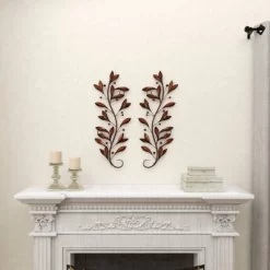 Metal Leaf Wall Decor Set Of 2 Brown - Olivia & May -Online Home Decoration GUEST d35b06c7 499e 4bf0 9f66 087ccc46b356