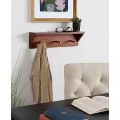 18" X 5" Hinter Wood Shelf With Pegs Walnut Brown - Kate & Laurel All Things Decor -Online Home Decoration GUEST d7c6e54f 8ed7 4579 9ffb 76a490f26497