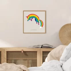 16" X 16" Rainbow Fox By Michael Buxton Framed Canvas Wall Art - Amanti Art -Online Home Decoration GUEST d7d694ec 5719 4786 b199 3a01efedb320