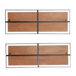 Wood Geometric Linear Carved Wall Decor With Black Frame Set Of 2 Brown - Olivia & May -Online Home Decoration GUEST d7ed5f0a df0b 48ff 83d9 895b8ba4983f