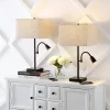 (Set Of 2) 25.5" 2-Light Austin Farmhouse Industrial Table Lamp With USB Charging Oil Rubbed Bronze (Includes LED Light Bulb) - JONATHAN Y -Online Home Decoration GUEST d92c99d5 4820 4187 a87c d721c1ee4b9c