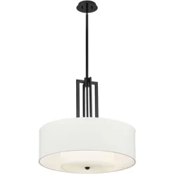 Possini Euro Design Sundry Semi Gloss Black Drum Pendant Chandelier 24" Wide Modern Double Shade 4-Light Fixture For Dining Room Foyer Kitchen Island -Online Home Decoration GUEST da99c9fc c10a 4ef4 b3b2 ecf5266ef760