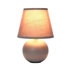 8.66" Petite Ceramic Orb Base Bedside Table Desk Lamp With Matching Tapered Drum Fabric Shade Gray - Creekwood Home -Online Home Decoration GUEST ddcfae5f 0bcf 4f39 a04f ee5631056000