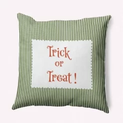 16"x16" Halloween Trick Or Treat Ticking Square Throw Pillow - E By Design -Online Home Decoration GUEST df5ede1a bfd3 4a7d 8234 ba5dfee3909f