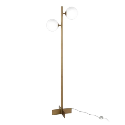 70.5' Floor Lamp With Milk Glass Orb Shade In Gold - Henn&Hart 8 70.5' Floor Lamp With Milk Glass Orb Shade In Gold - Henn&Hart - Image 6
