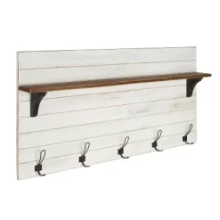 46.1" X 26" Wall Shelf With 5 Hooks White/Brown - Uniek 9 46.1" X 26" Wall Shelf With 5 Hooks White/Brown - Uniek -Online Home Decoration GUEST e35a3b95 cba1 4805 8ecc b9e0d2b364b7